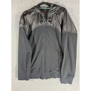 Amplify Black Hooded Sweatshirt/Jacket Mixed Fabric Design / Zip Up Men's Large